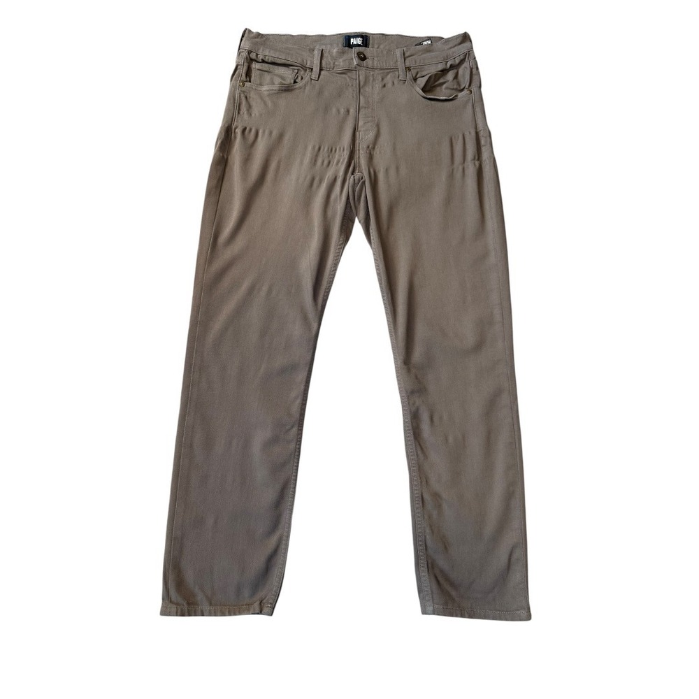 PAIGE Lennox Slim‎ Fit Pants Mens 34 Woodland Brown 5-Pocket Stretch DNM799
